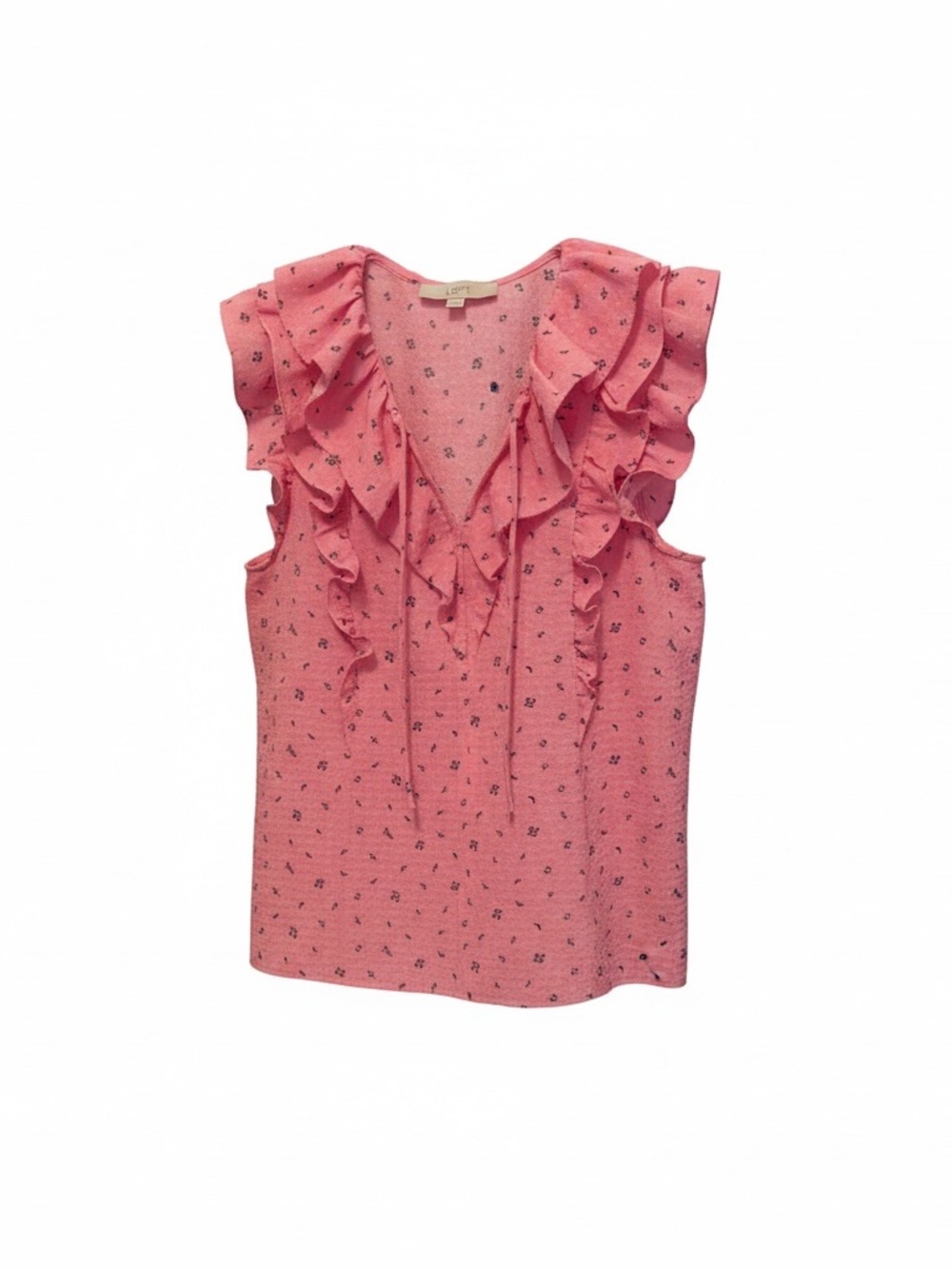 LOFT Pink Ruffle V-Neck Sleeveless Camisole